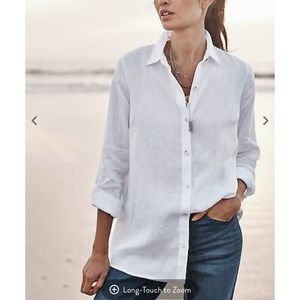 JJill White Linen Button Up